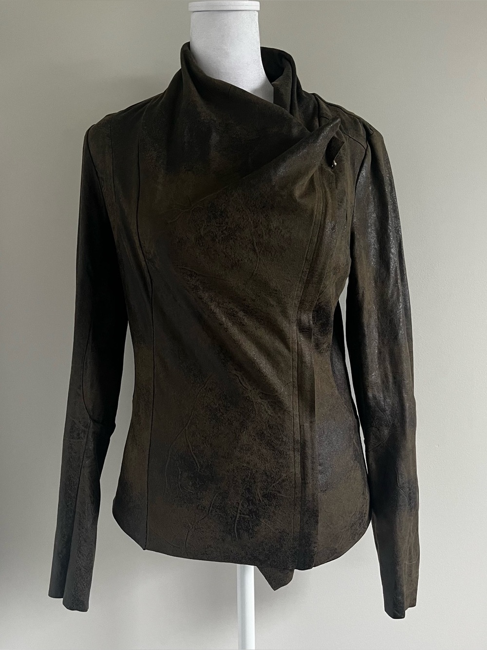 Green Faux Leather Coat